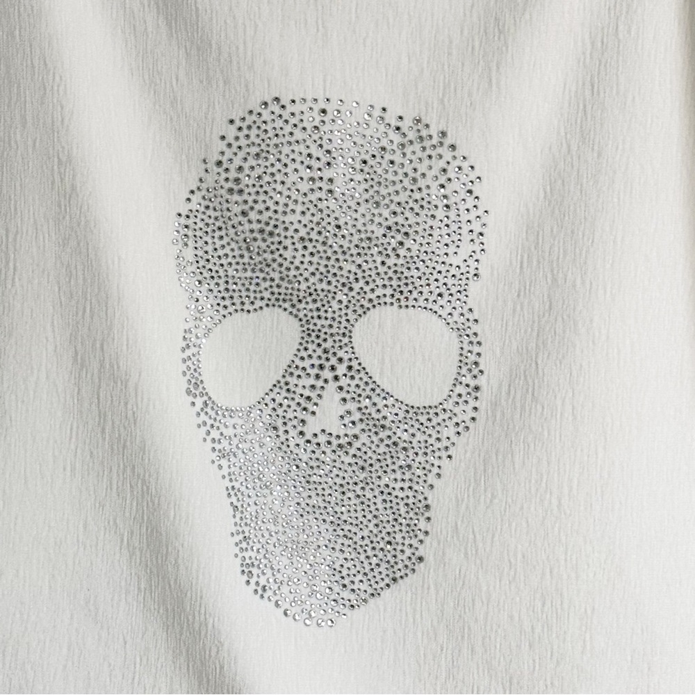 MAGASCHONI HOME White Velvet Rhinestone Skull Pillow Cover Gothic 20” X 20” - Picture 2 of 5